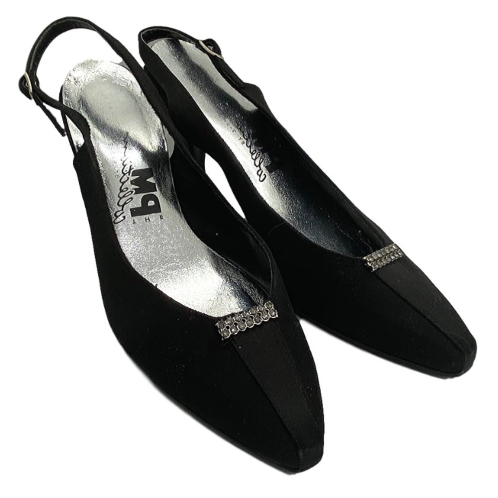 PM Collection Slingback Heels w Rhinestones Sz 9.5